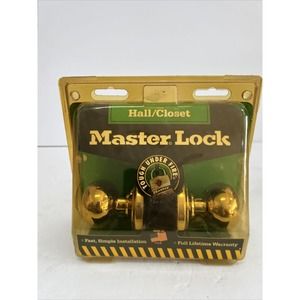 MASTER LOCK HALL CLOSET DOVER KNOB ANTIQUE BRASS VTG 1993 NIP # 13401717 NOS